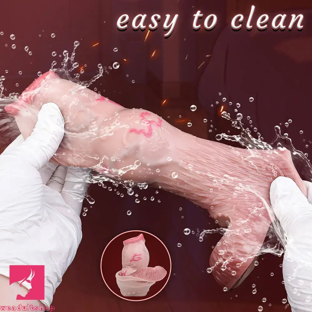 5.47in 6.49in 6.77in Realistic Dog Lifelike Dildo Cock Sleeve Close Open Head