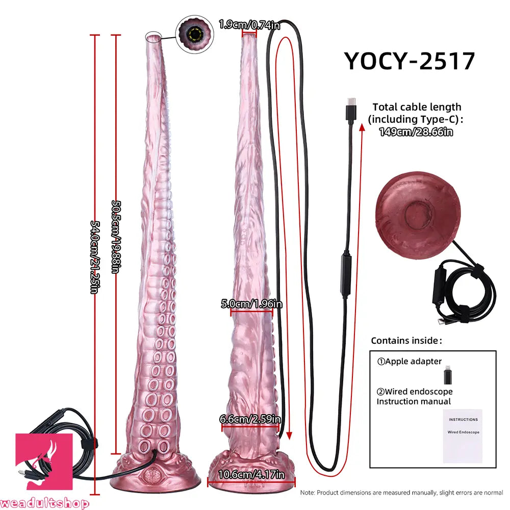21.25in Deep Sea Endoscopy 3.0MP HD Camera 8 LEDs Soft Tentacle Dildo