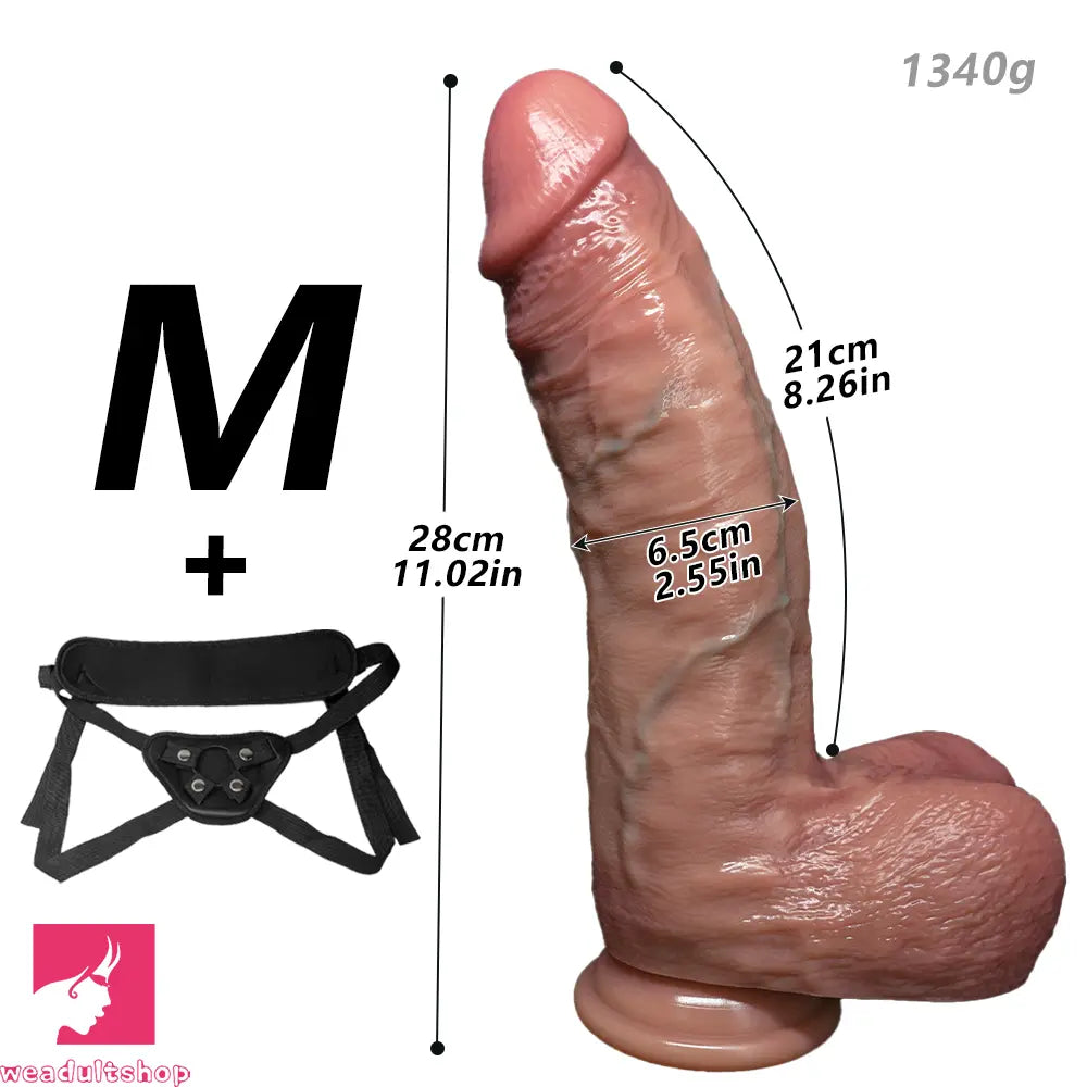 9.84in 11.02in 11.81in Strap on Soft Realistic Big Toy Dildo Easy to Clean