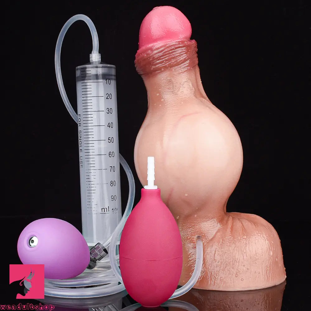 7.59in Inflatable Squirting Soft Silicone Dildo Penis For Cock Masturbation