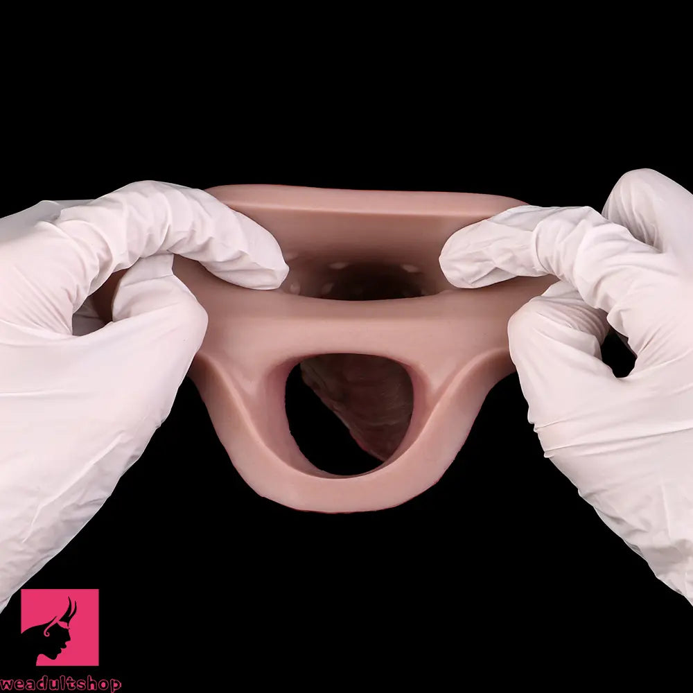 6.81in Real Skin Soft Blue Veins Hollow Dildo Cock Sleeve With Penis Ring