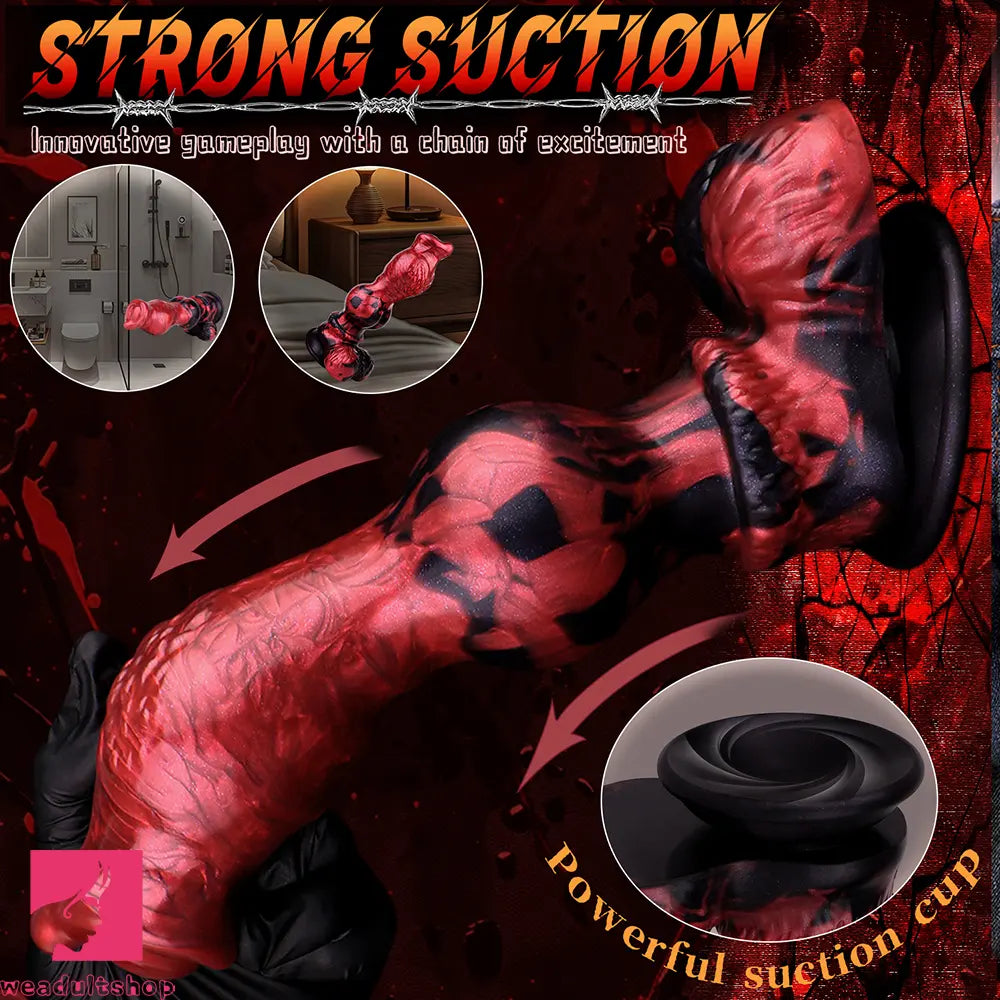 9.25in Knotted Dog Silicone Monster Creature Dildo Couple Foreplay Cock