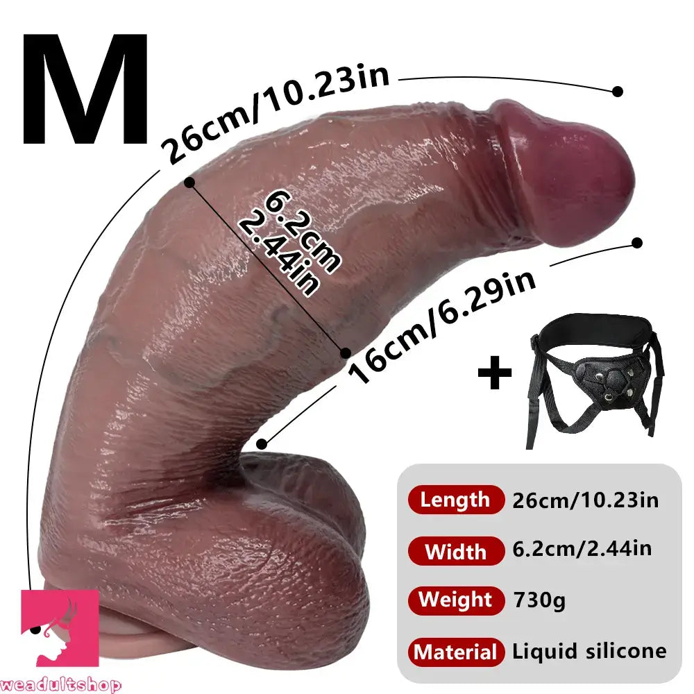 9.05in 10.23in 11.41in Strap on Realistic Soft Dildo Penis Masturbator