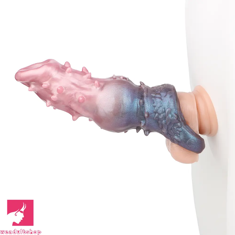 7.48in Spiked Fantasy Penis Sleeve With Cock Ring Dildo For Intimation