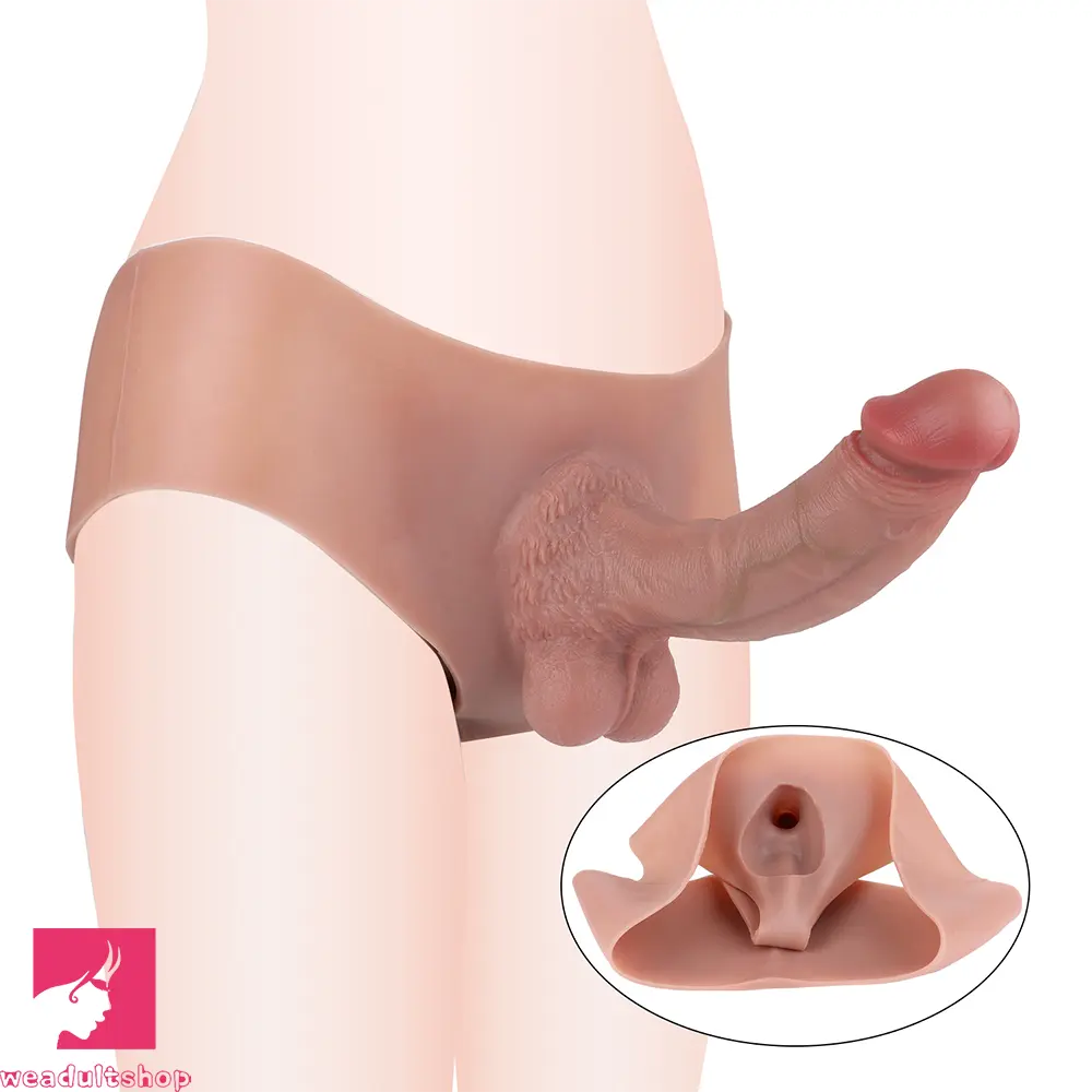 8.07in Hollow Penis Dildo Sleeve Silicone Soft Pants For Thicken Supplies