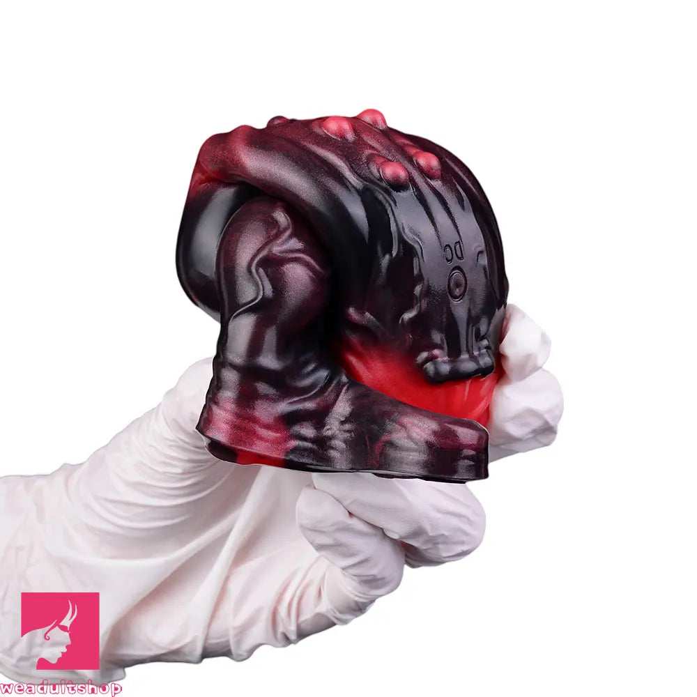 5.91in Silicone Vibrating Dog Tentacle Dildo Sleeve Knot Dildo With Cock Ring