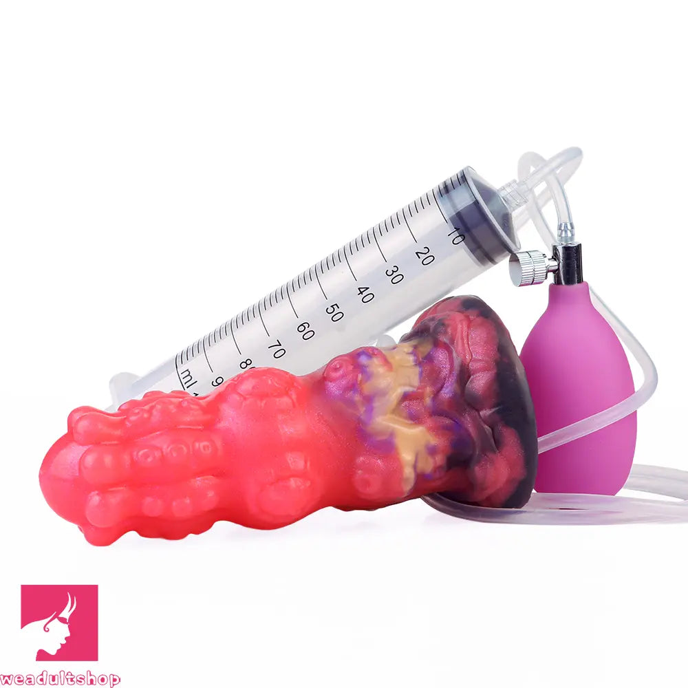 5.91in Fantasy Weird Silicone Soft Inflatable Spraying Water Dildo For Sex