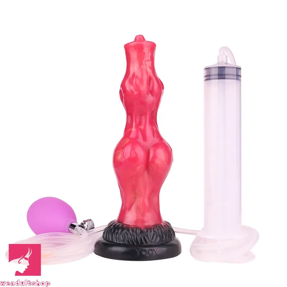 8.11in Dog Knot Silicone Soft Big Ejaculating Dildo G-Spot Stimulato Cock