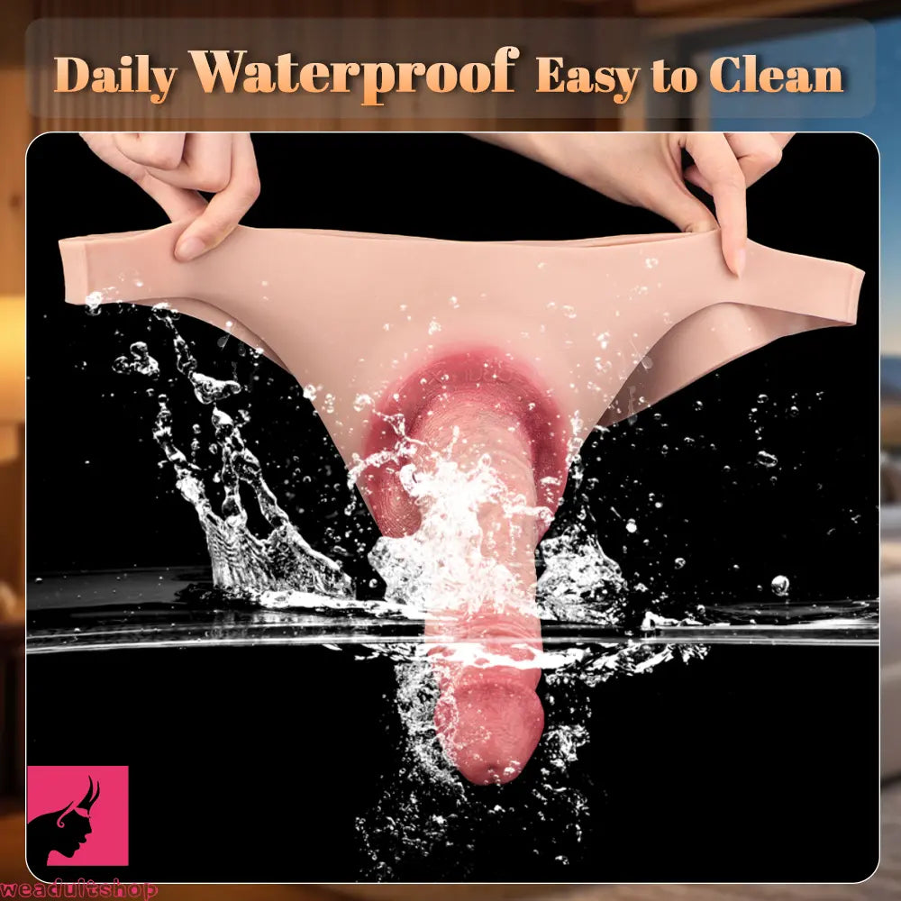 7.17in Hollow Penis Dildo Sleeve Silicone Soft Pants Female Masturbator