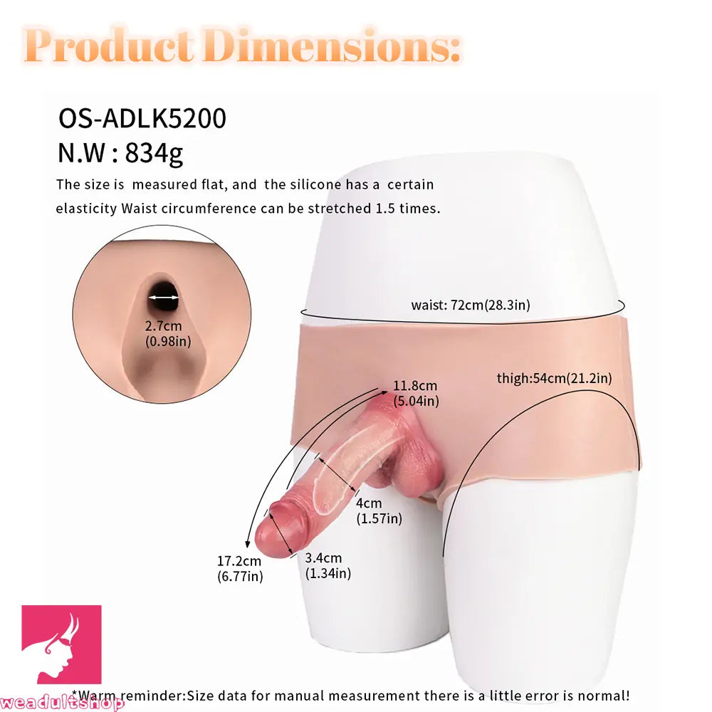 6.77in Hollow Penis Dildo Sleeve Silicone Soft Pants For Women Fucking