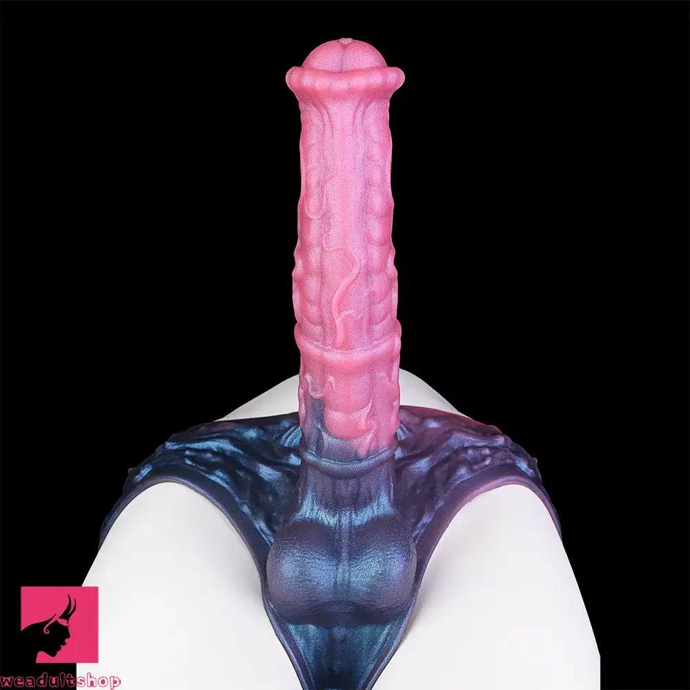 11.02in Horse Cock Hollow Soft Dildo Leather Panty Animal Penis Sheath