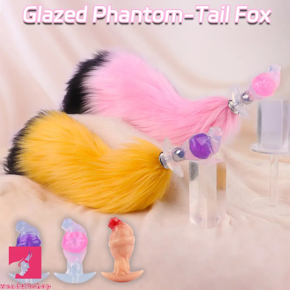 4.01in Fox Tail Wear Anchor Silicone Dildo Butt Plug For BDSM Role Sex