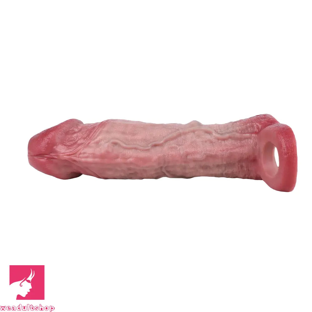 8.82in Blue Veins Hollow Dildo Cock Sleeve With Cock Ring For Vagina Clit