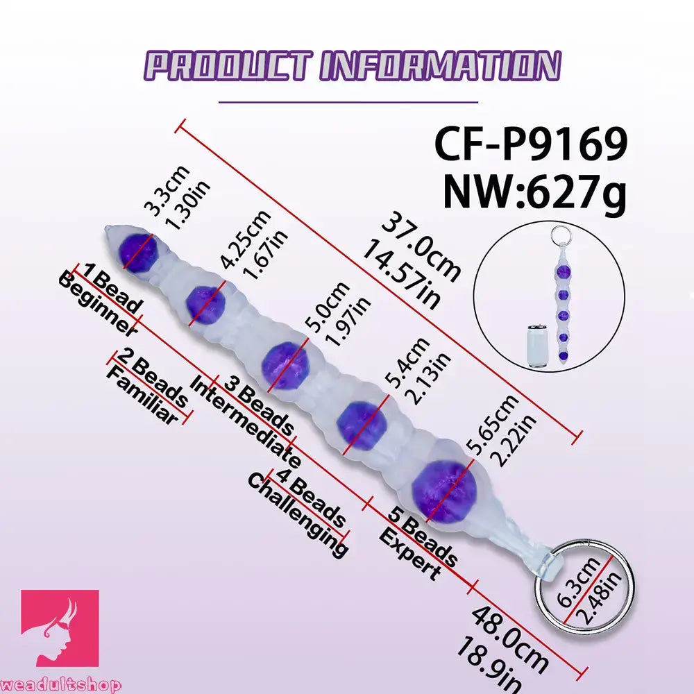 18.9in Silicone Huge Long Anal Beads Dildo Prostate Massage Cock Toy