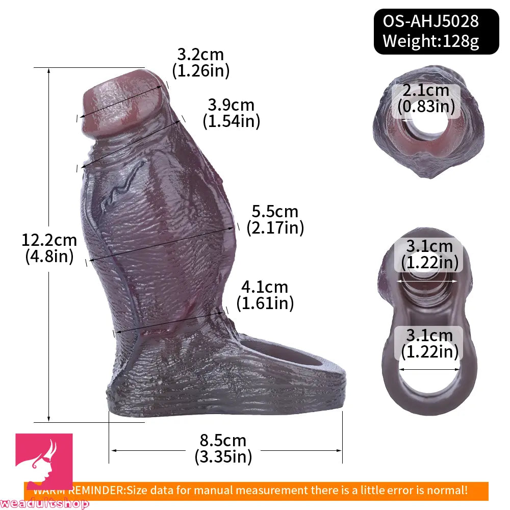 4.8in Platinum Silicone Real Lifelike Skin Dildo Sleeve Soft Male Cock Sleeve