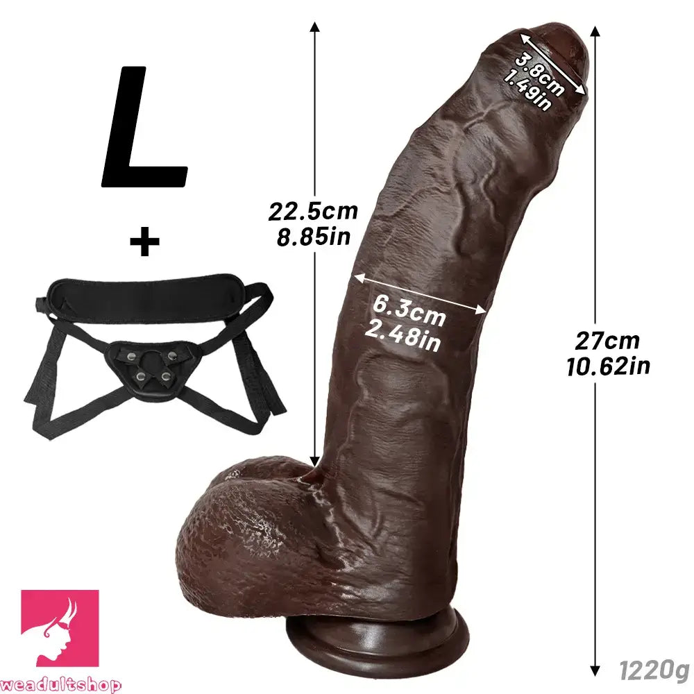7.87in 9.25in 10.62in Uncut Foreskin Strap on Dildo Masturbation Cock Toy