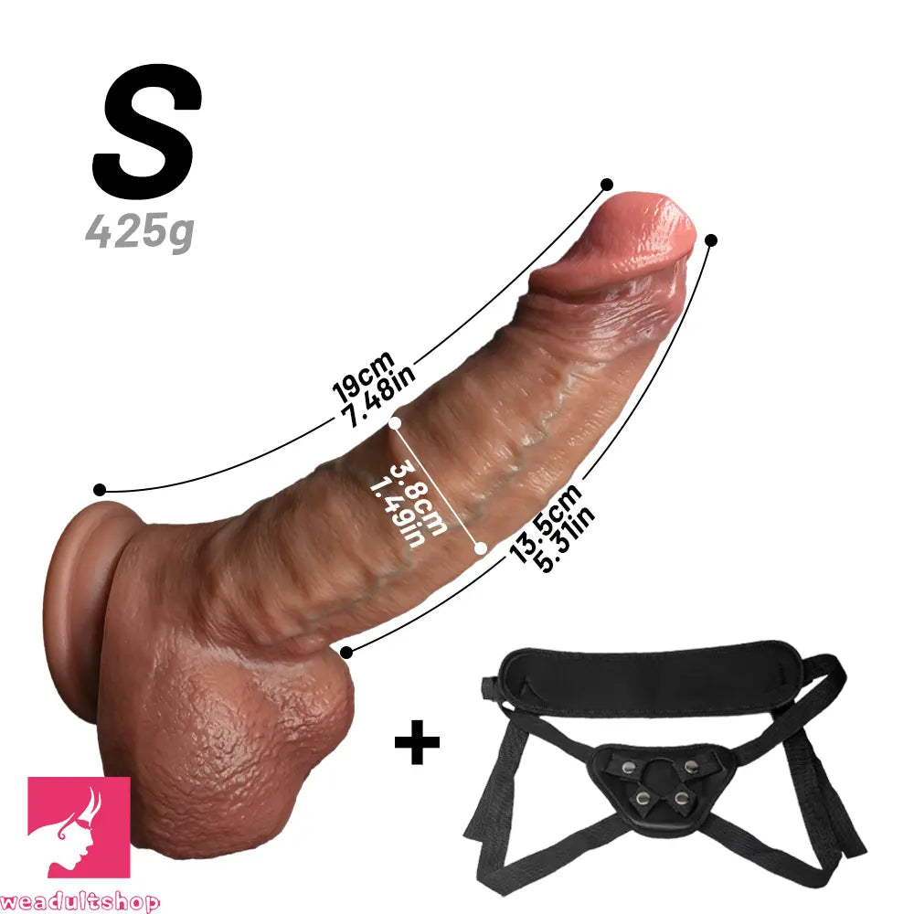 7.48in 8.46in 10.03in 11.22in Strap on Realistic Soft Curved Dildo For Cock