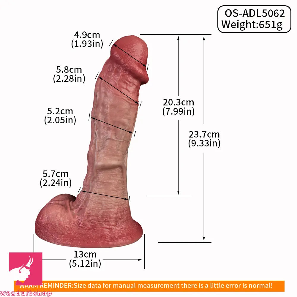 9.33in Double-layer Liquid Silicone Skin-like Realistic Extra Cock Dildo