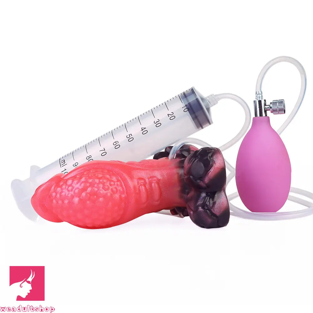5.12in Fantasy Spiked Silicone Soft Inflatable Spraying Water Dildo For Sex