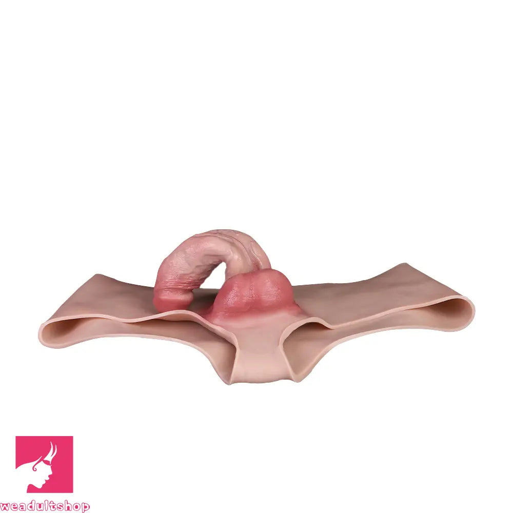 7.99in Wearable Silicone Lifelike Dildo Pants Real Skin Hollow Penis Sleeve