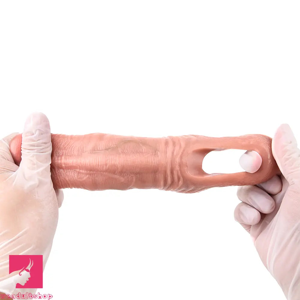 5.03in Strap on Penis Extender Cock Sleeve Liquid Silicone Anal Dildo
