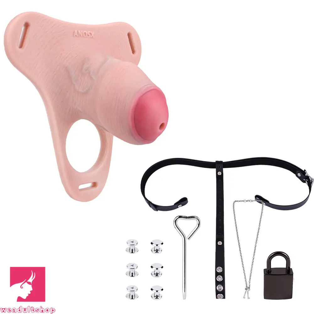 4.33in Strap on Chastity Dildo Wearable Realistic Cock Cage For Couples
