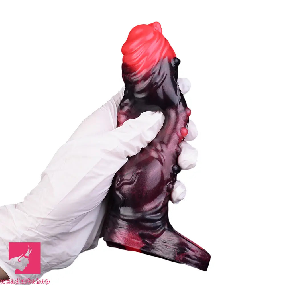 5.91in Silicone Vibrating Dog Tentacle Dildo Sleeve Knot Dildo With Cock Ring