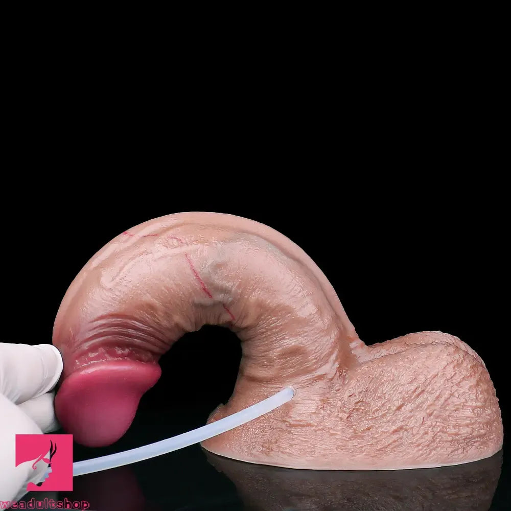 7.24in Double Density Silicone Soft Ejaculating Real Simulation Cock Dildo