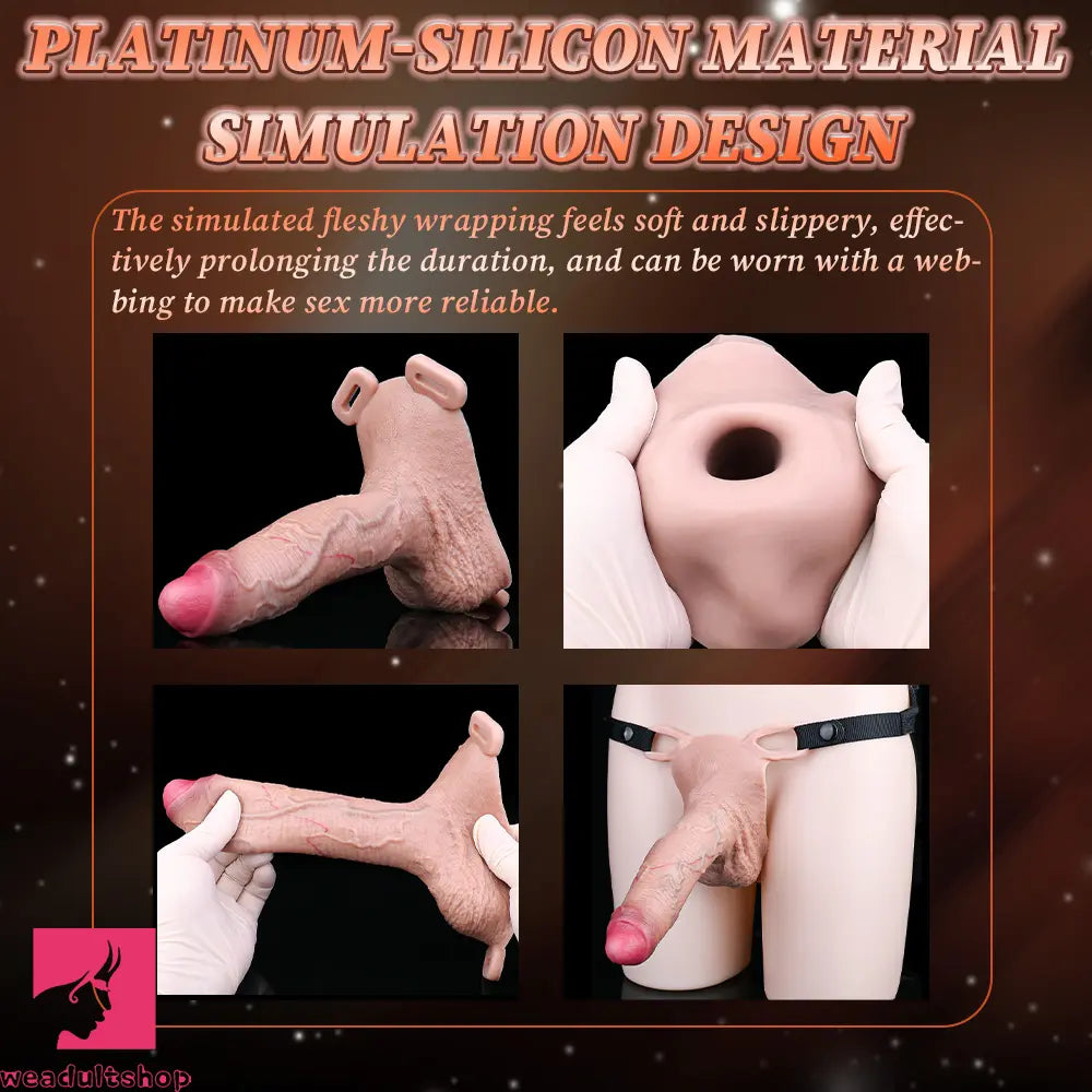 7.4in Strap on Penis Extender Cock Sleeve Dildo For G-Spot Anal Use Sex
