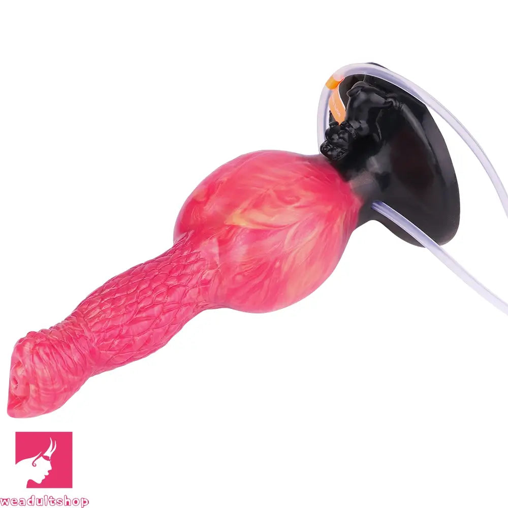 8.54in Fantasy Knotted Silicone Soft Big Dildo Ejaculating Penis Cock Toy