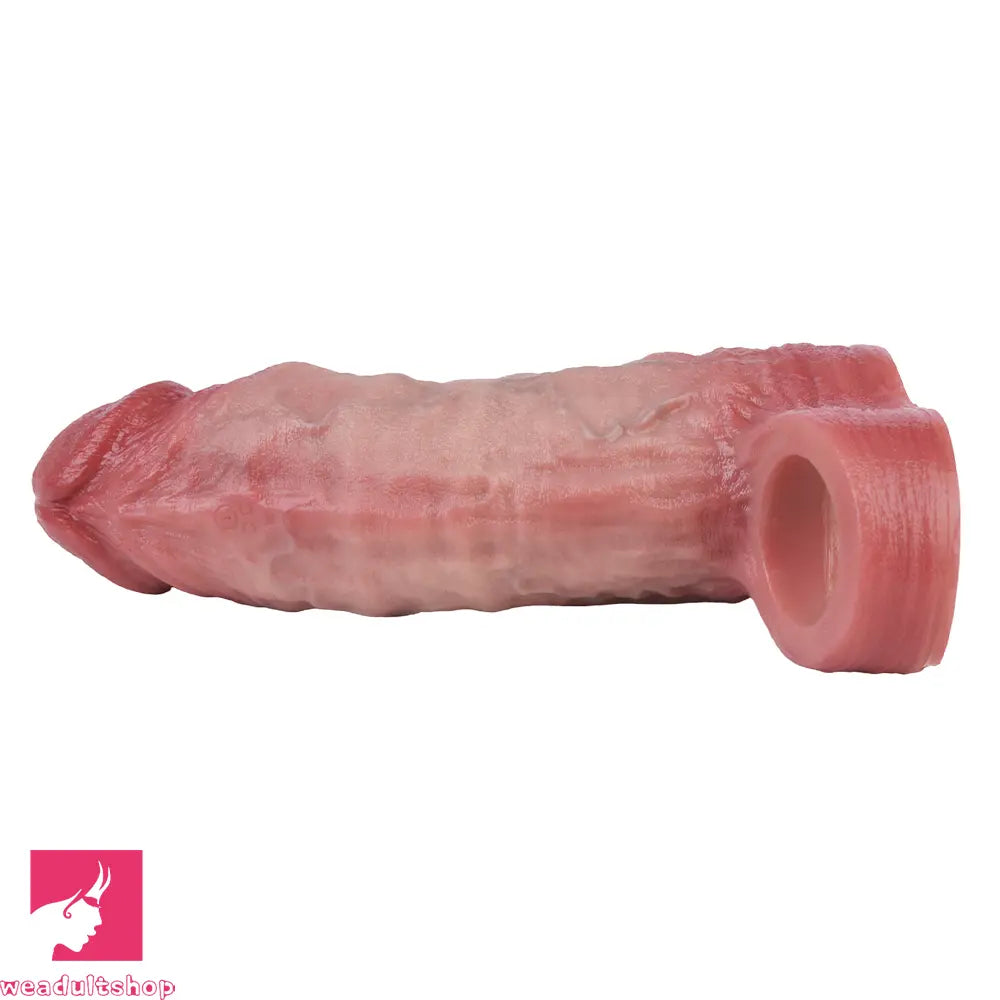 6.57in Vibrating Real Remote Silicone Hollow Dildo Cock Sleeve Extender