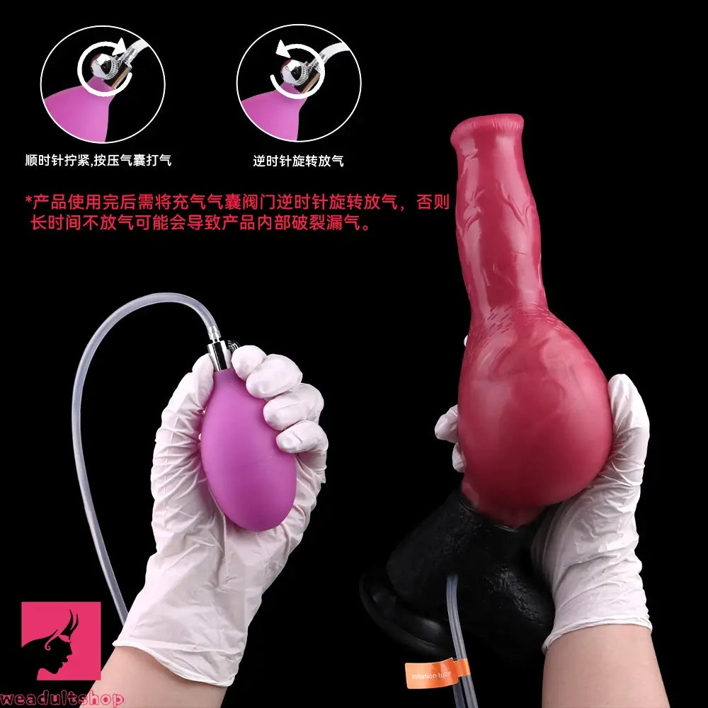 10.98in Dog Knot Ejaculating Inflatable Soft Silicone Dildo For Cock Sex