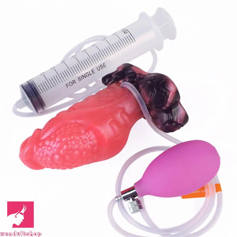 5.12in Fantasy Spiked Silicone Soft Inflatable Spraying Water Dildo For Sex