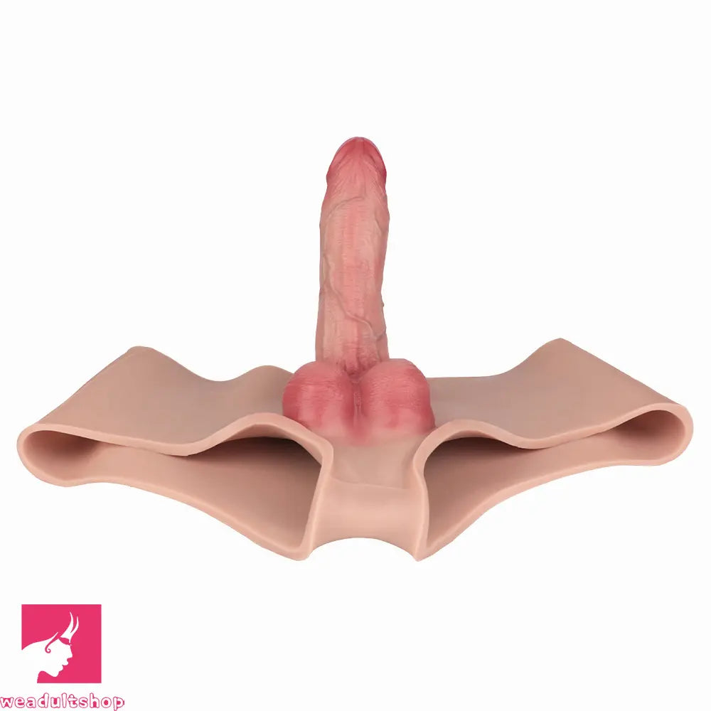 6.77in Hollow Penis Dildo Sleeve Silicone Soft Pants For Women Fucking
