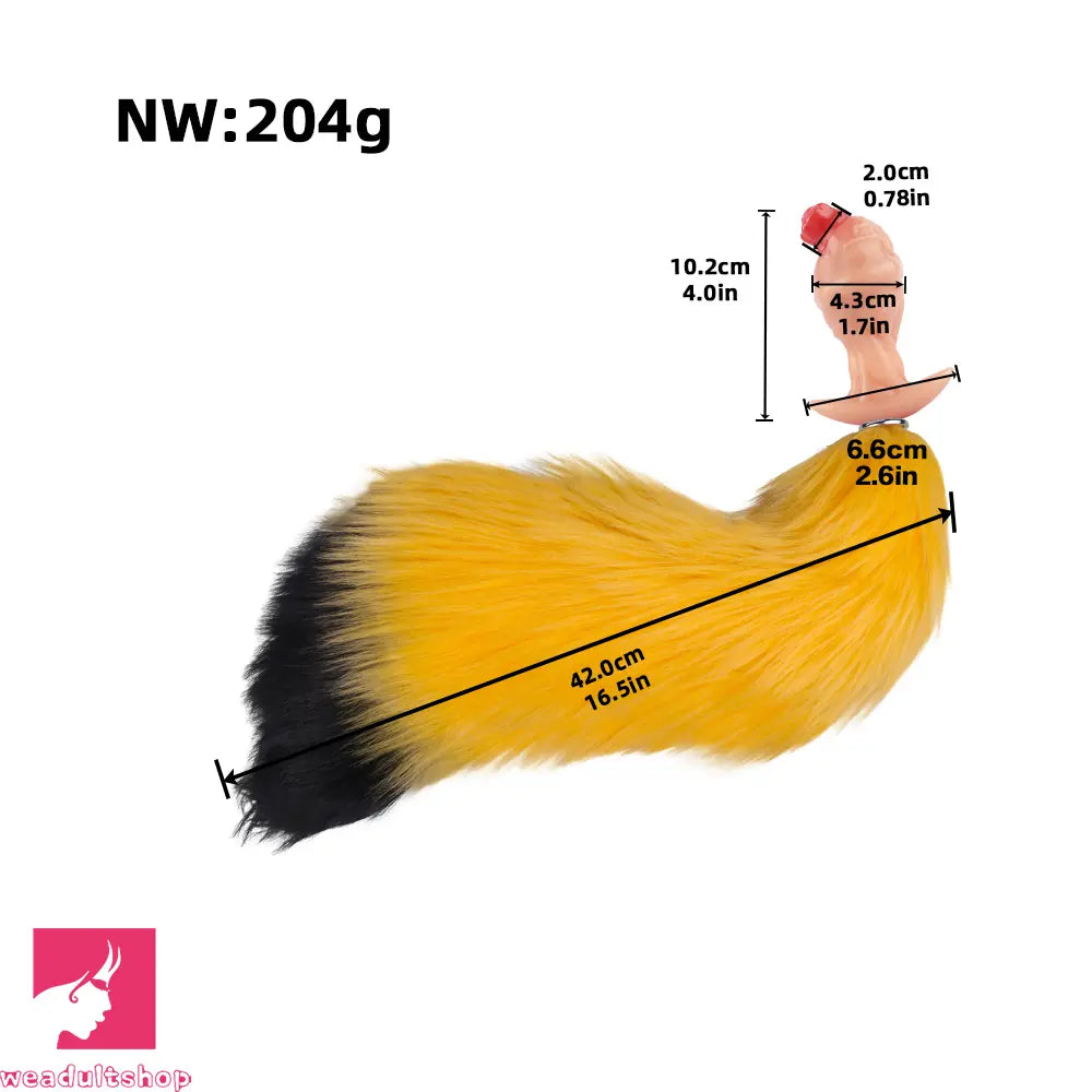 4.01in Fox Tail Wear Anchor Silicone Dildo Butt Plug For BDSM Role Sex