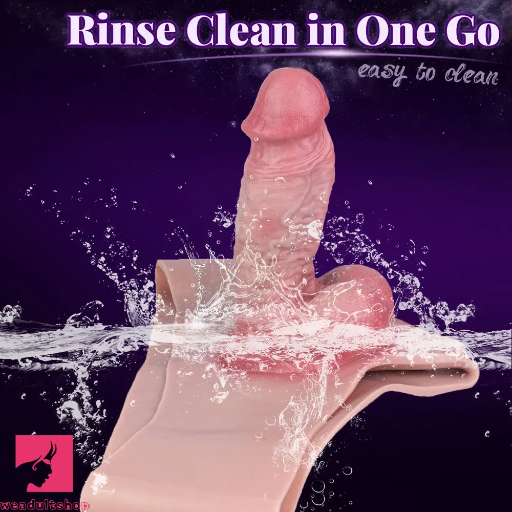 7.48in Real Skin Cock Sleeve Hollow Sleeve Cock Strap on Dildo For Sex