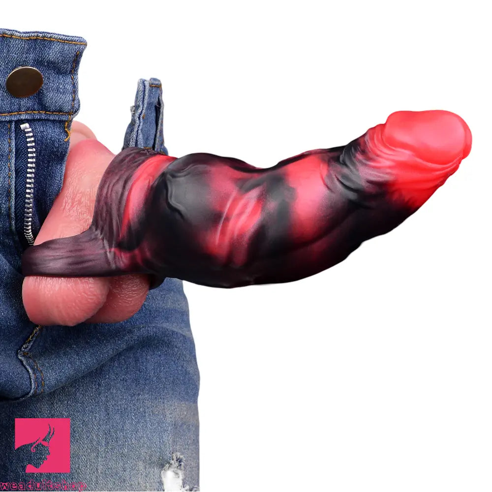 7.09in Silicone Cock Sleeve Knot Dildo Vibrating Hollow Cock Ring Penis Toy