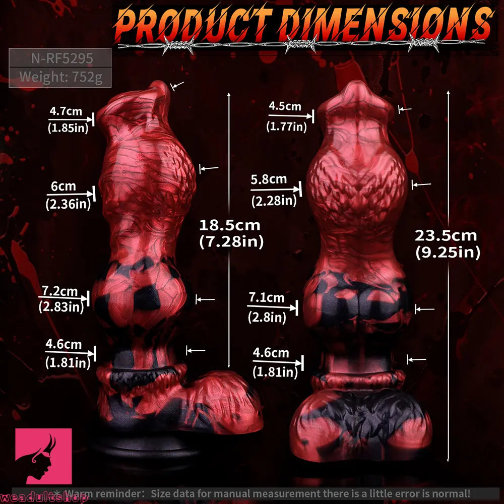 9.25in Knotted Dog Silicone Monster Creature Dildo Couple Foreplay Cock