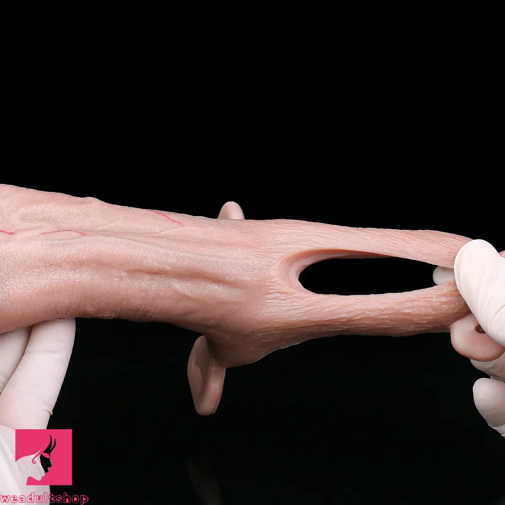 7.16in Strap on Penis Extender Uncut Cock Sleeve Dildo For G-Spot Anus