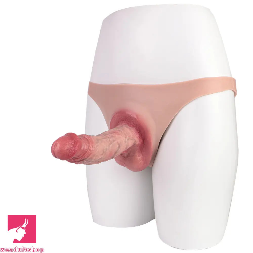 7.17in Hollow Penis Dildo Sleeve Silicone Soft Pants Female Masturbator