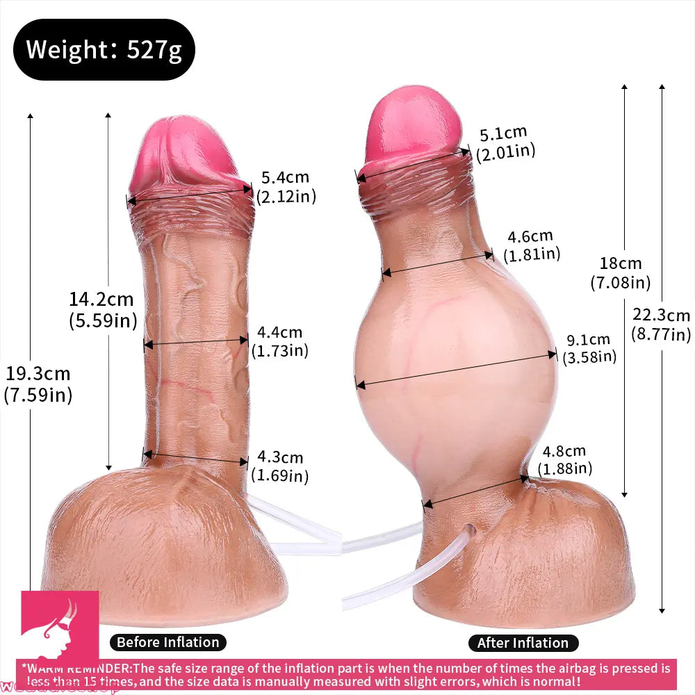 7.59in Inflatable Squirting Soft Silicone Dildo Penis For Cock Masturbation