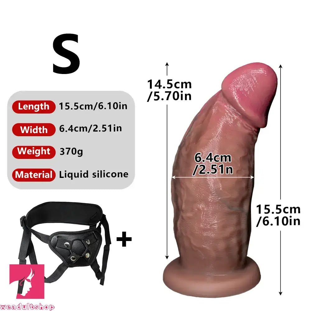6.1in 7.08in 8.26in 9.05in 9.84in Realistic Thick Strap on Silicone Dildo