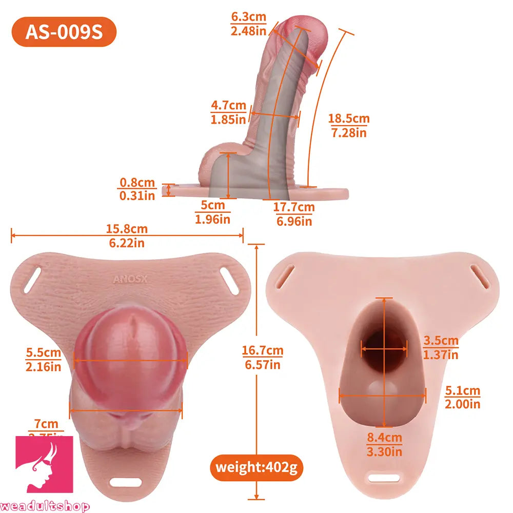7.28in Strap on Hollow Soft Female Cock Cage Dildo For Chastity Dildo