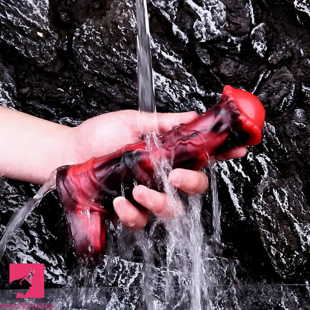 5.58in 7.17in Silicone Horse Penis Sleeve Cock Ring Hollow Vibrating Dildo