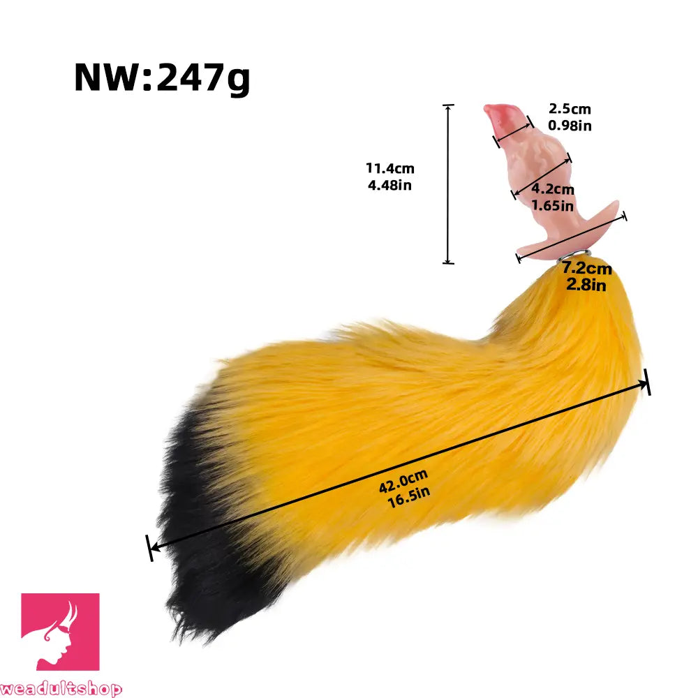 4.48in Fox Tail Wear Anchor Fantasy Dildo Butt Plug For BDSM Role Sex