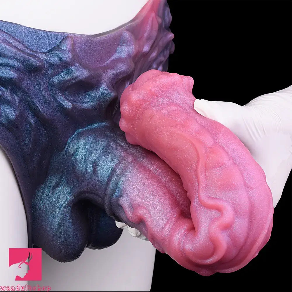 11.02in Horse Cock Hollow Soft Dildo Leather Panty Animal Penis Sheath