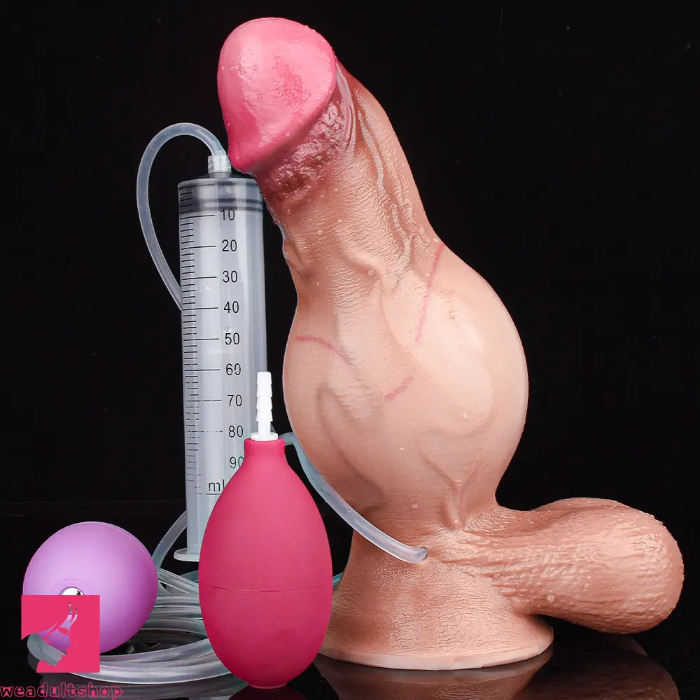 8.11in Inflatable Squirting Soft Silicone Dildo For Man Woman Cock Sex Toy