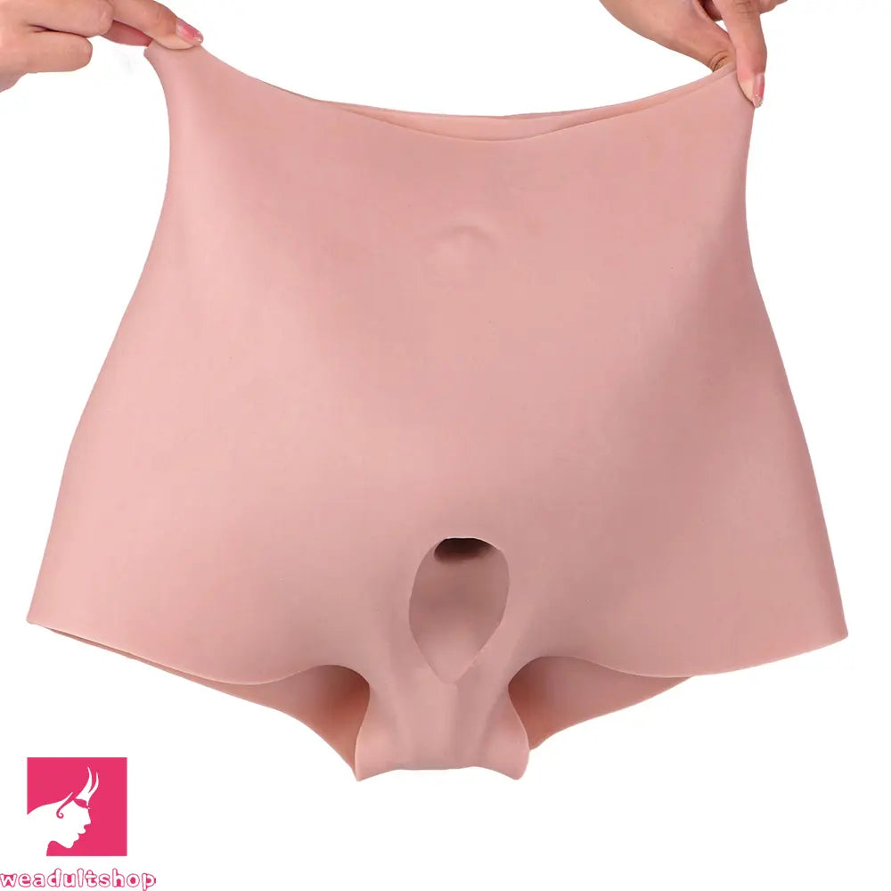 6.37in Wearable Silicone Cock Dildo Pants Real Skin with Hollow Penis Sleeve