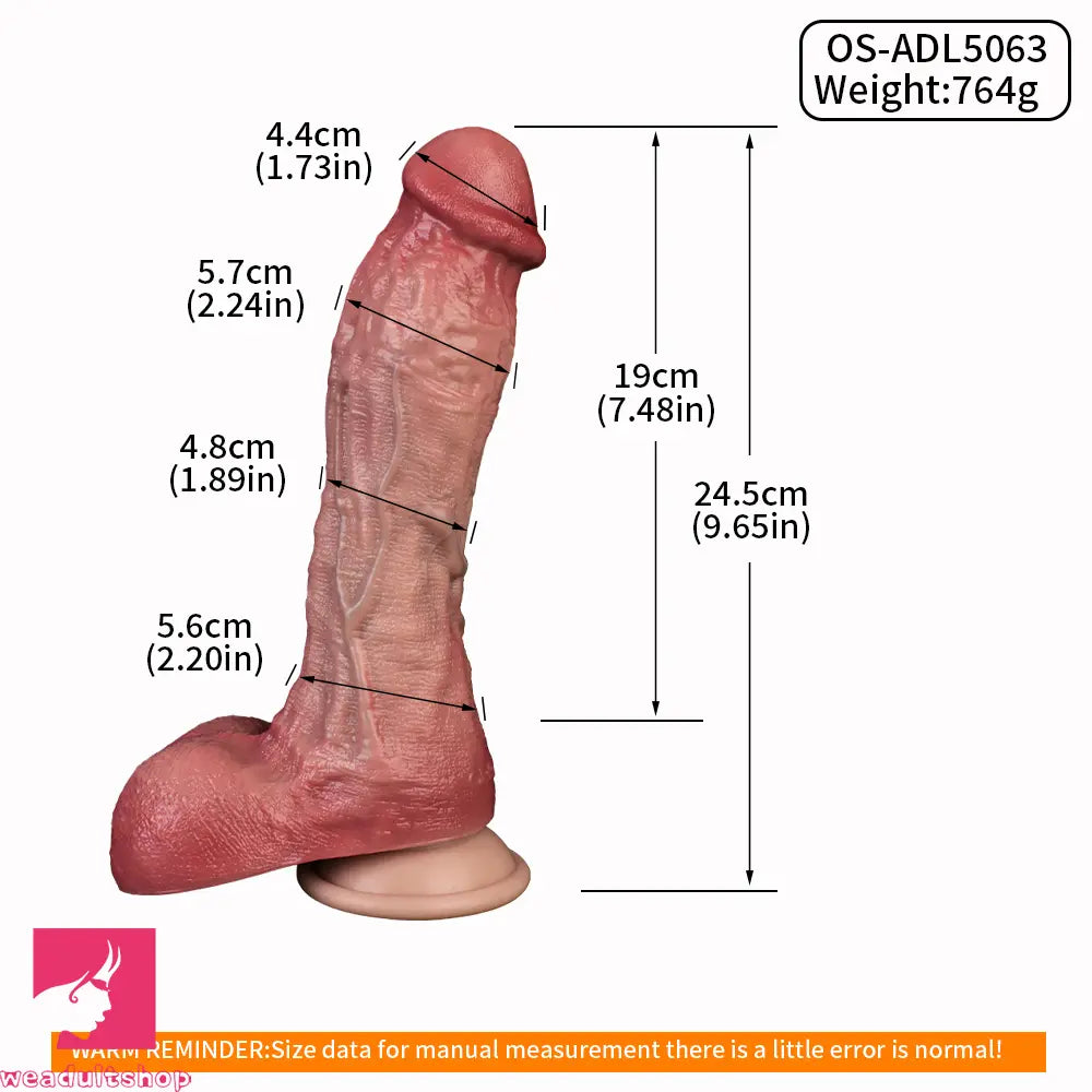 9.65in Double-layer Liquid Silicone Skin-like Soft Dildo For Couples Sex