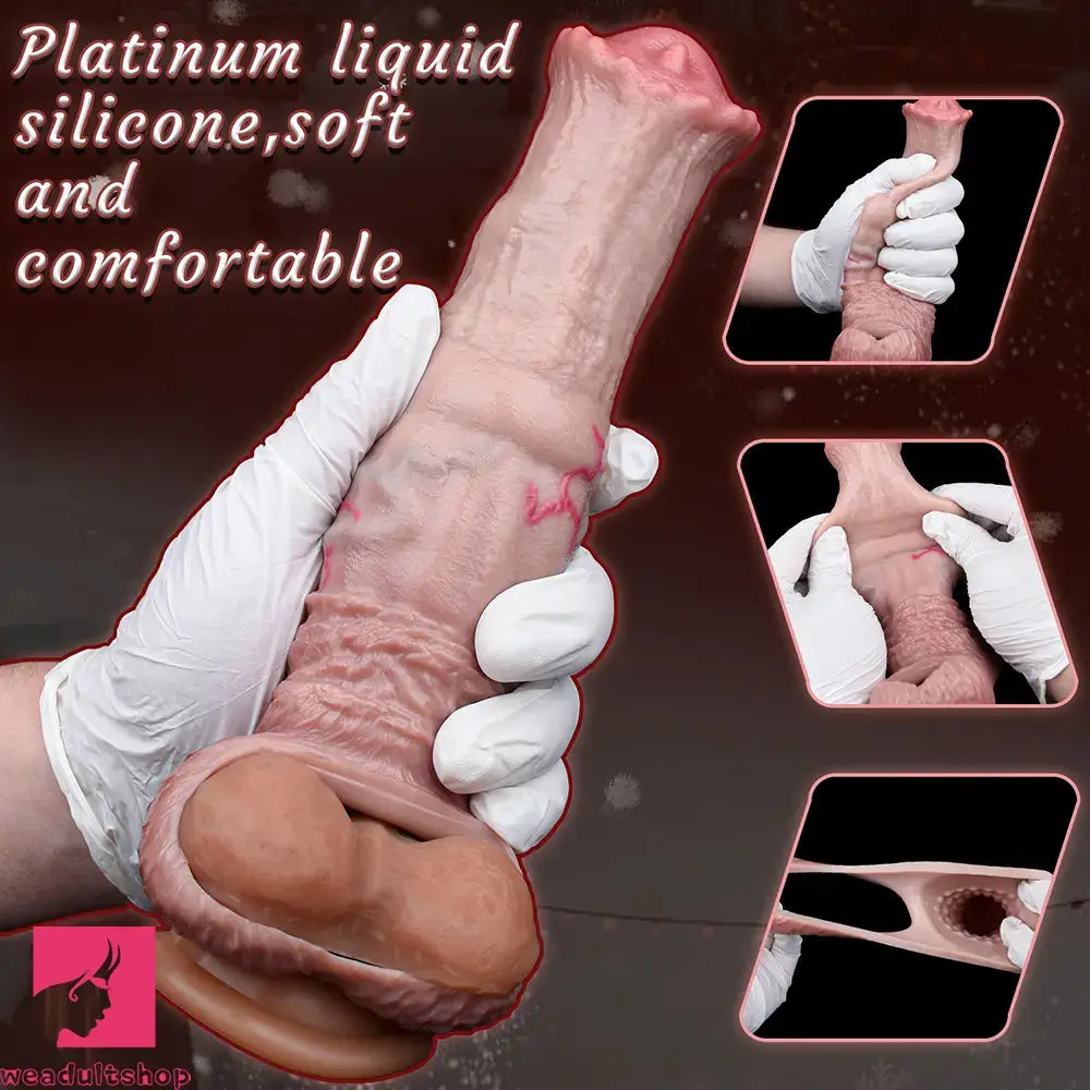 6.1in 7.71in Horse Penis Dildo Sleeve Realistic Skin Stem Pulse Cock Sleeve